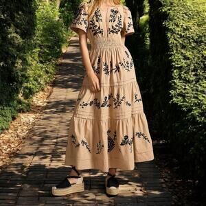 Anthropologie Somerset Maxi Dress - Embroidered Limited Edition Neutral Size 1X